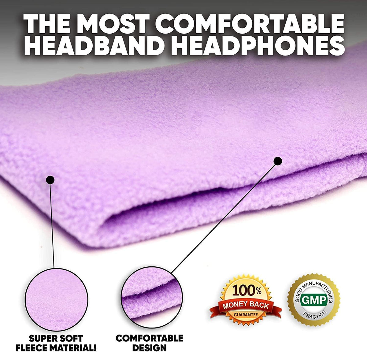 CozyPhones Fleece Sleep Headphones, Wired Over Ear, Black