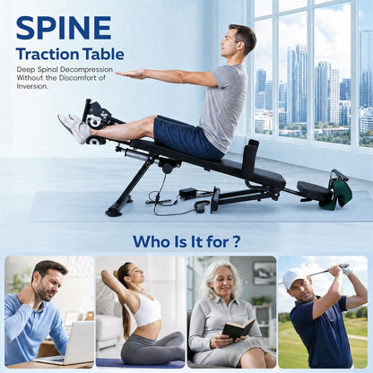 Spinal Decompression Table Electric Traction Machine for Neck and Back Pain Relief , Lumbar & Cervical Traction Bed, Remote Control Decompression Back Stretcher,880 Lbs Capacity