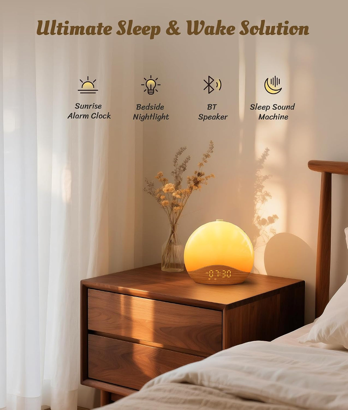 ecozy Sunrise Alarm Clock for Bedroom, White Noise Sound Machine