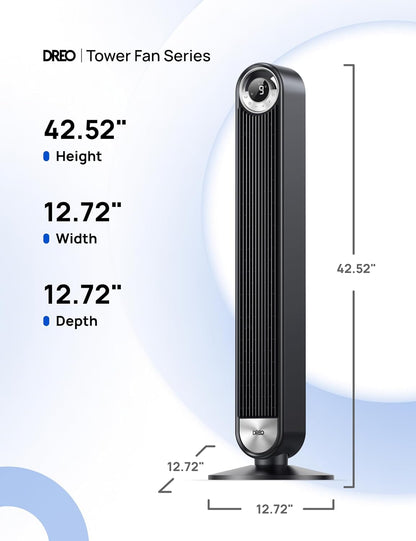 DREO Tower Fan for Bedroom, Upgraded DC 28ft/s Velocity, 9 Speeds