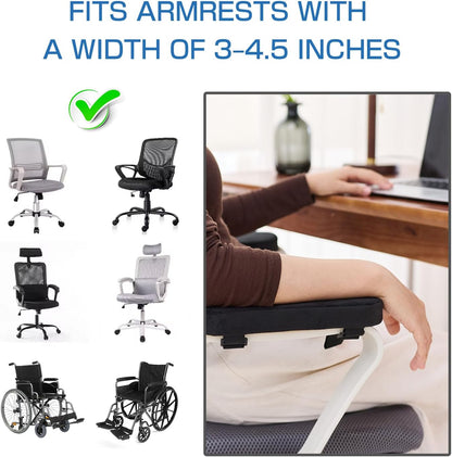 Office Chair Armrest Covers – Memory Foam Armrest Pads Ergonomic Forearm Support Pillow with Non-Slip Cushion for Office Chairs Gaming Chairs Wheelchairs (Black, Set of 2)
