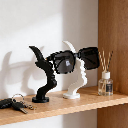 2-Pack Face-Shaped Glasses & Sunglasses Holder Stand for Desk | 2-pack face-shaped glasses holder stand for eyeglasses, sunglasses, desk, nightstand, office and home decor display.