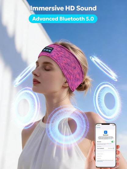 AONESY Bluetooth Headband for Sleeping, Headband Headphones for Side Sleepers & Sports, Washable & Wireless Music Headband with Secure Fit for Running, Workout, Gym, Yoga - Great Gift