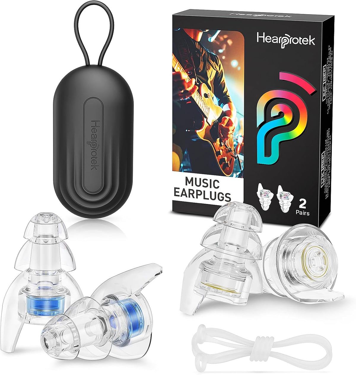 Hearprotek Concert Ear Plugs, 2Pairs Reusable high Fidelity Musician Ear Plugs for Concerts Loud Music-Noise Reduction Ear Protection earplugs for Rave,Festival,Music,Tinnitus Relief