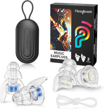 Hearprotek Concert Ear Plugs, 2Pairs Reusable high Fidelity Musician Ear Plugs for Concerts Loud Music-Noise Reduction Ear Protection earplugs for Rave,Festival,Music,Tinnitus Relief