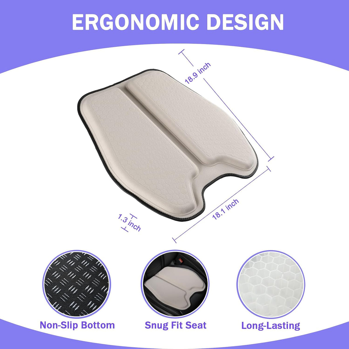 Soft Thin Gel Seat Cushion with 1 Inch Gel - Sciatica Relief