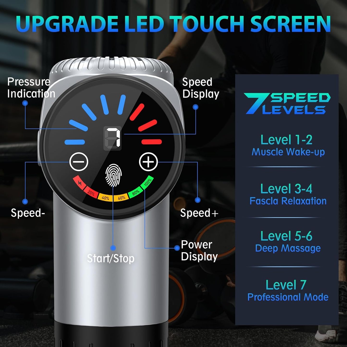 TOLOCO Massage Gun, Deep Tissue Back Massage for Athletes for Pain Relief, Percussion Massager with 10 Massages Heads & Silent Brushless Motor, Relaxation Gifts for Men Women, Black