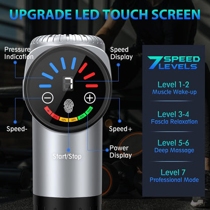 TOLOCO Massage Gun, Deep Tissue Back Massage for Athletes for Pain Relief, Percussion Massager with 10 Massages Heads & Silent Brushless Motor, Relaxation Gifts for Men Women, Black