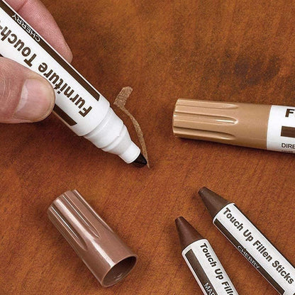 Wood Furniture Repair Markers, Black Paint Fix Touch Up Pen for Furniture & Wood Floor, Scratch Remover Filler for Nicks, Scratches & Stains, Professional Furnitures Recolour Pen for Home/Office