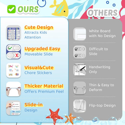 Upgraded Slider 4 in 1 Reward Chart for Kids, Reusable Bedtime/Morning/Daily Routine Chart for Kids, Magnetic Chore Chart for Kids Toddlers, Sticker Chart for Kids Behavior Chart for Kids at Home