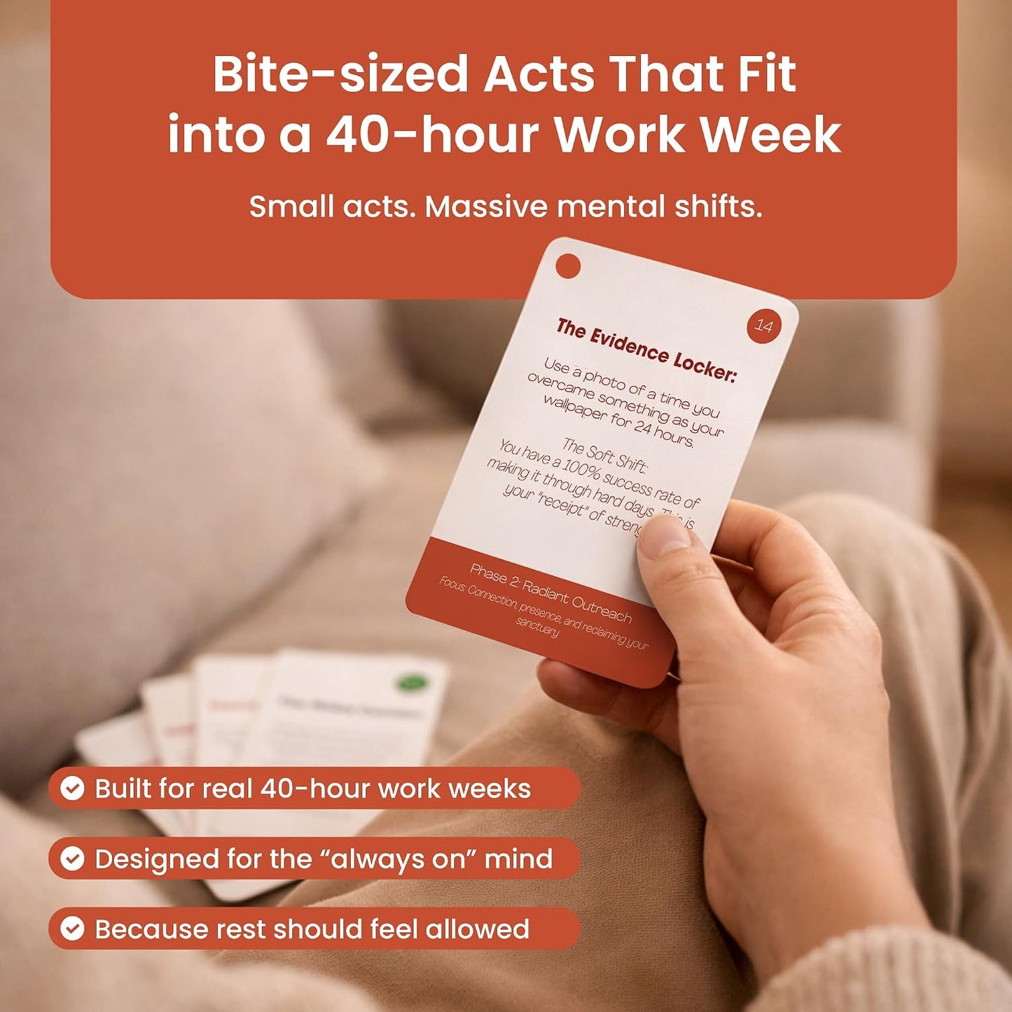 PM Reset Deck: 52 Weeks of Calm in the Chaos – Self-Care Card Deck for Burned-Out Professionals and Busy Adults, Weekly Actionable Challenges on Punch-Hole Ring