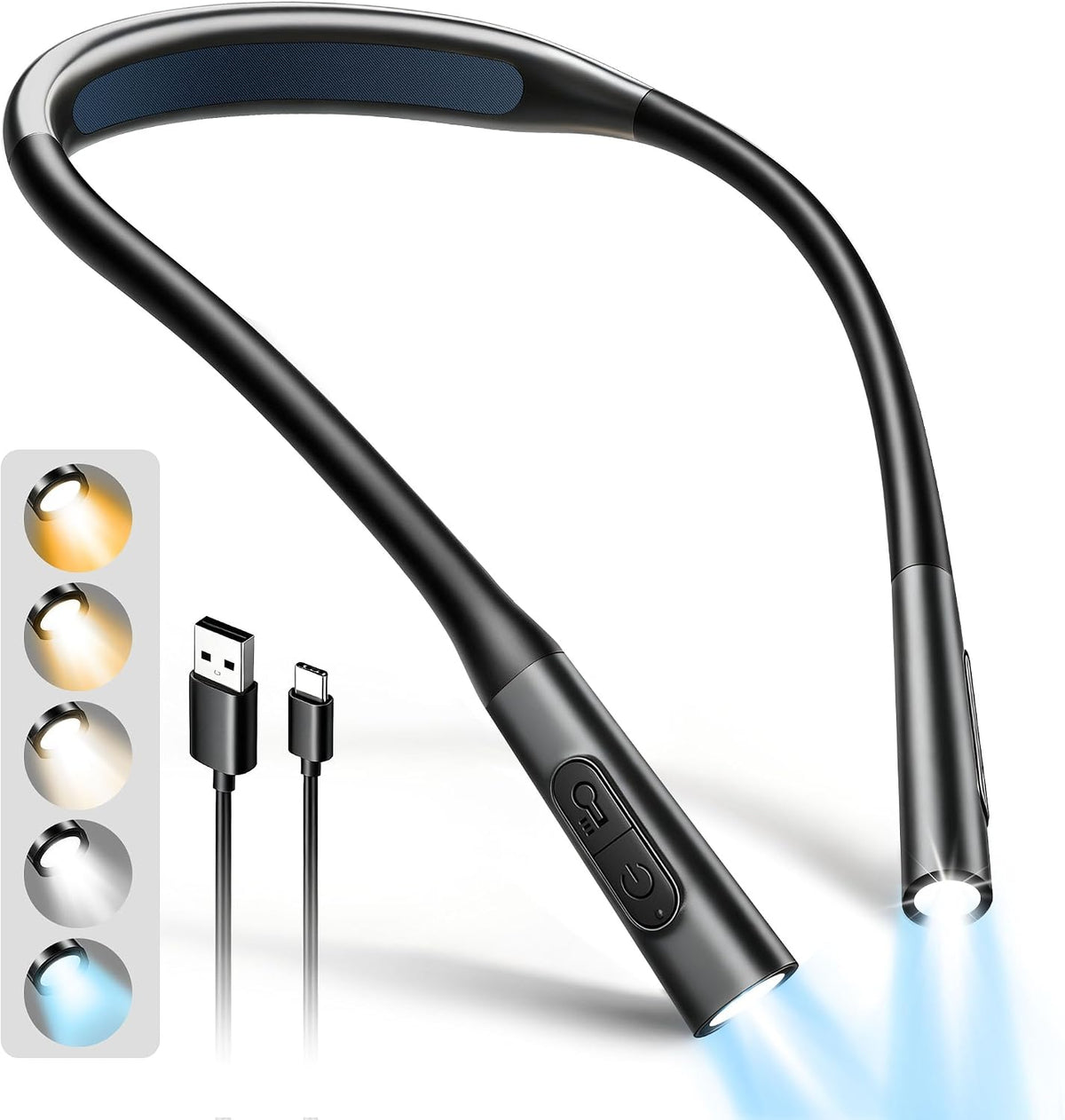 Glocusent Neck Book Light, Rechargeable Neck Lights for Crafts Reading