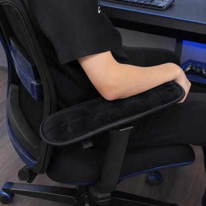 GALPADA Armrest Covers for Office Chair, Plush Armrest Pads Washable Cushions, Gaming Computer Chair Replacement Accessories, Black (1 Pair)