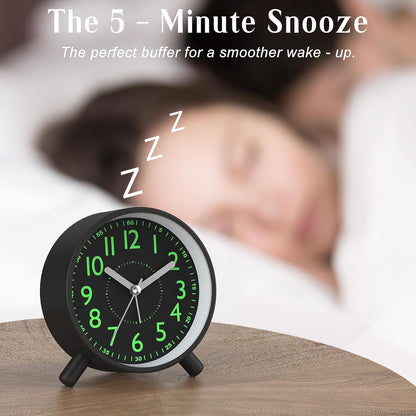 Analog Alarm Clock Night Ligh Battery Operated for Bedroom