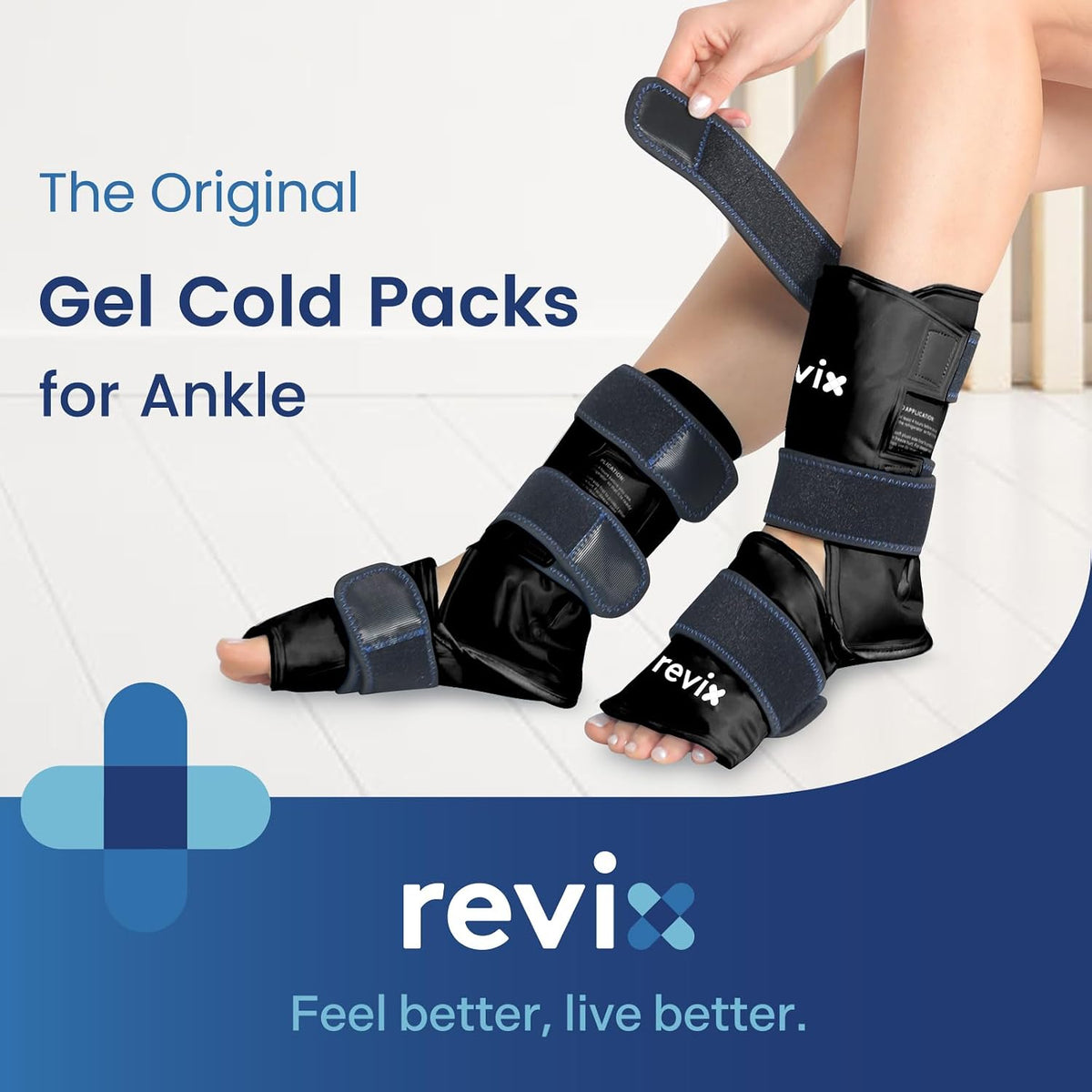 REVIX Ankle Ice Pack Wrap, Reusable Gel Ice Pack for Foot Pain Relief