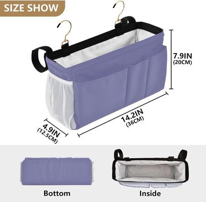 Black Bedside Caddy Storage Bag Bedside Organizer for Bed Rails College Dorm Room Organizer Caddy Hanging Shelf 6 Pockets with Hooks for Drinks Magazine Phone Holder