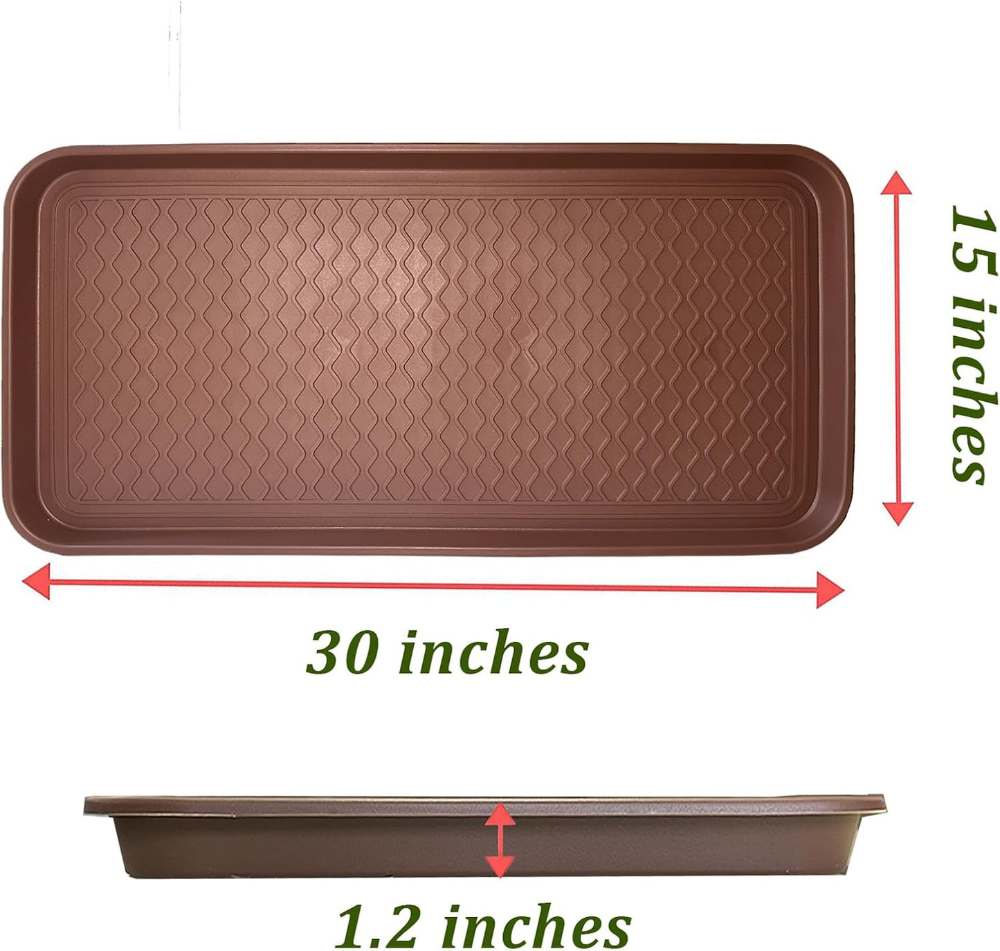 Large Multifunctional Boot Tray 2 Pack Boot Mat Washable Indoor or Outdoor Tray Mat Doormats for Shoes Boots Plants Pots Paint Tins Pet Bowls Car Storage, 30 x 15 x 1.2 Inches