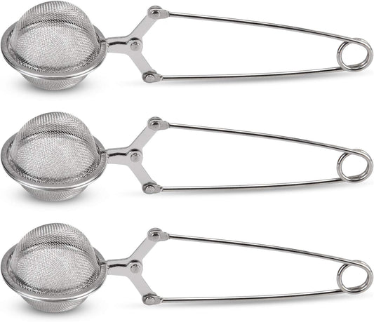 Snap Ball Tea Strainer, JEXCULL 3 Pack Premium Stainless Steel Tea Strainer with Handle for Loose Leaf Tea Fine Mesh Tea Balls Filter Infusers (Normal)