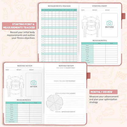 Food Journal & Workout Log Book, 90 Day Fitness Journal Tracker Diary