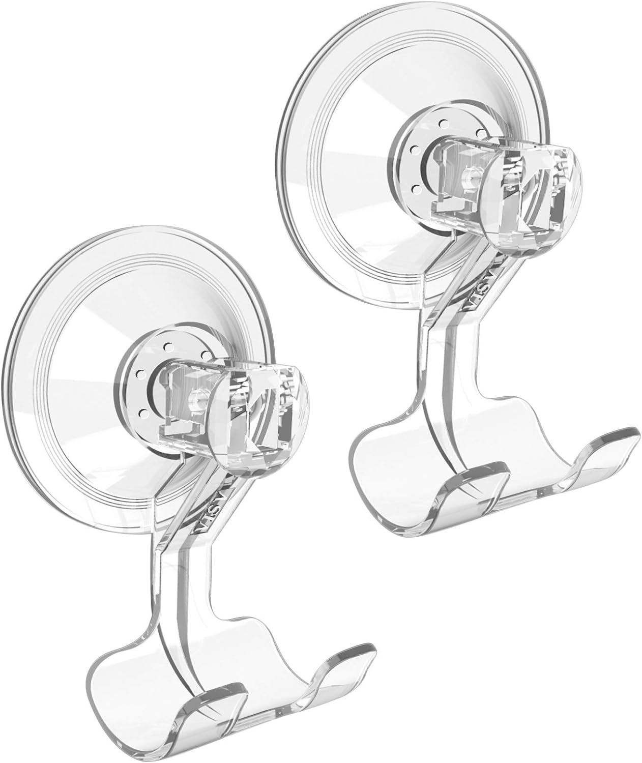 VIS'V Shower Suction Cup Razor Holder for His and Hers, Clear, 2 Pcs | Removable and Reusable, Clear Invisible Design, Locking Suction Technology, Dual Vacuum Suction, Fit for Smooth Flat Surfaces