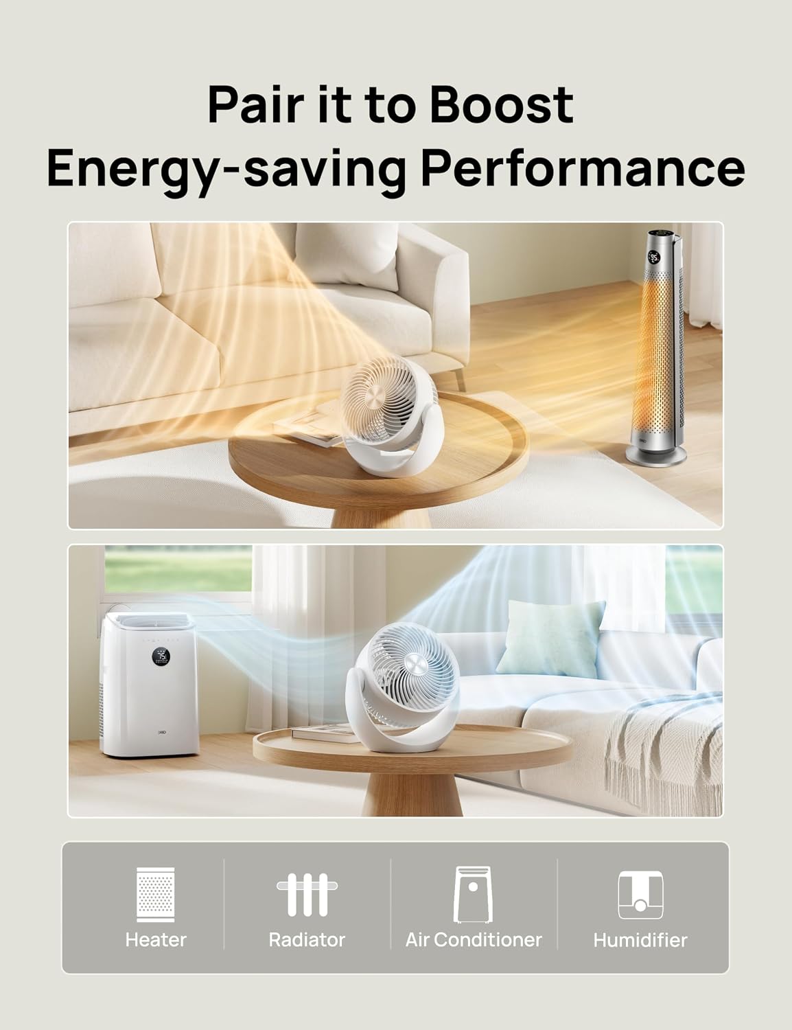 DREO Fan for Bedroom, Table Air Circulator for Whole Room, 11 Inch, 60ft Strong Airflow, 120° adjustable tilt, 20db Low Noise, Quiet, 3 Speeds, Desk Fan for Home,Office, Kitchen