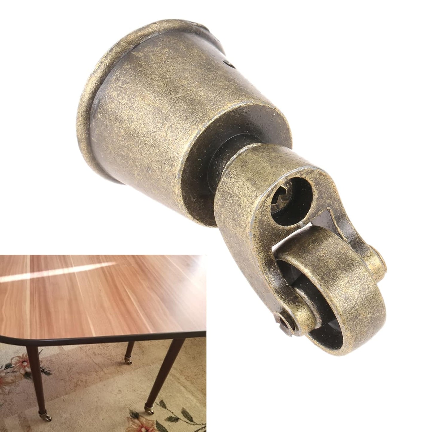 dophee 4Pcs Bronze Swivel Round Cup Caster for 25-30mm/1"-1.18" Wood Legs | Vintage Universal Metal Pulley Wheel Swivel Wheel Caster for Chair Table Sofa Cabinet Furniture Hardware
