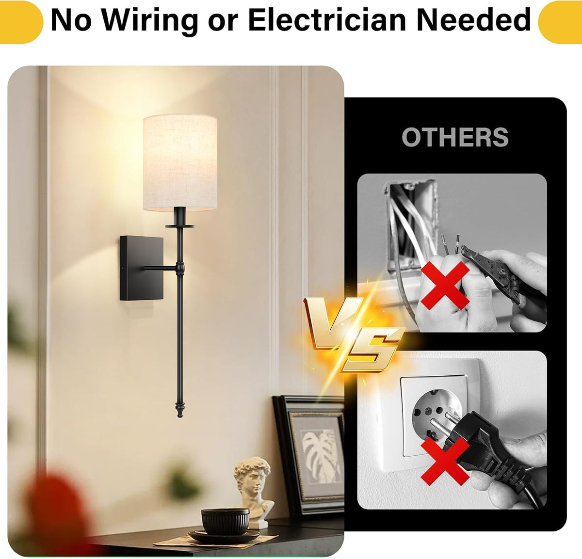 Battery Operated Wall Sconces Set of 2, Rechargeable Sconces with Remote