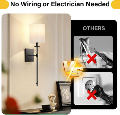 Battery Operated Wall Sconces Set of 2, Rechargeable Sconces with Remote