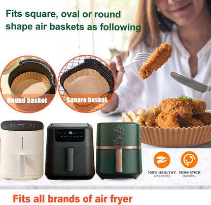 Air Fryer Liners Disposable 9 Inch, 9 inch Air Fryer Liners 125 Pcs Large Square Air Fryer Paper Liners for 5QT 6qt 8QT Air Fryer, Non-stick Parchment Paper for Frying, Baking