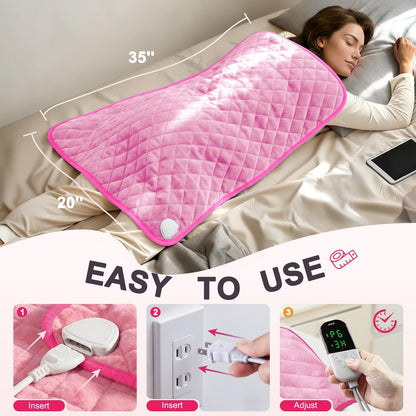 Electric Heating Pad for Back Neck & Shoulders, 35"x20" King Size, Velvet