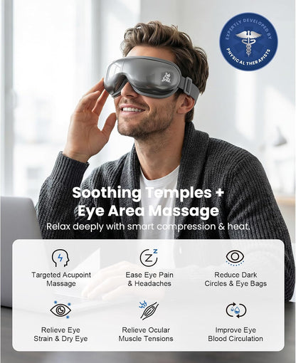 BOB AND BRAD Eye Massager with Heat and Cooling, FSA Eligible HSA Birthday Gifts for Women Men, Heated Eye Massager for Migraine, Heated Eye Mask for Dry Eye Head Tension and Stress Relief