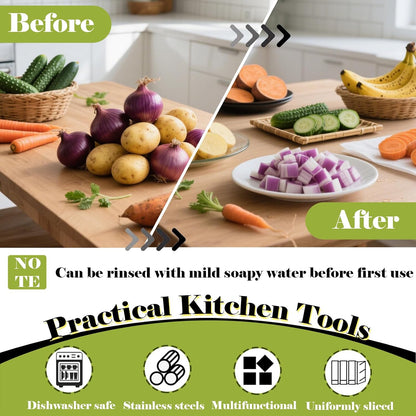 FANTEXY Onion Holder for Slicing - Onion Slicer and Meat Tenderizer Extra Large 16-Prong 304 Stainless Steel, Vegetable Chopper for Potatoes, Tomatoes Slicer Tool for Lemons,Avocados,Carrot