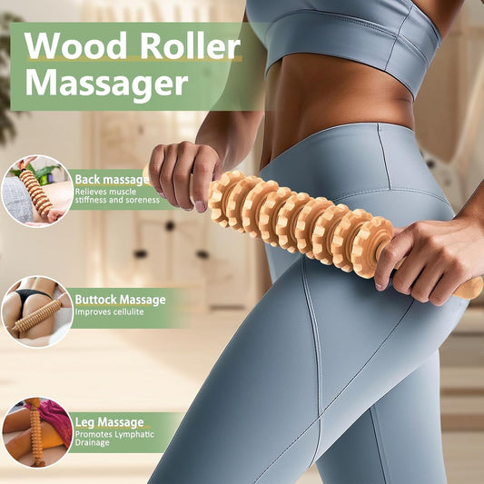 AICNLY 4 Pcs Wood Therapy Massage Tools for Body Shaping, Maderoterapia kit | Lymphatic Drainage Massager, Wooden Massage Roller, Anti-Cellulite Massager, Body Sculpting Tools Set