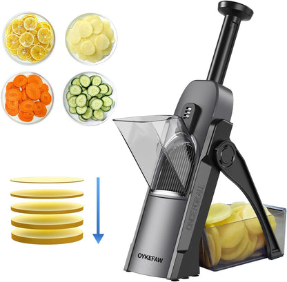 Safe Mandoline Slicer for Kitchen, Potato Slicer for Chips,Vegetable Cutter | Potato Slicer for Chips, 6 in 1 Vegetable slicer with Thickness Adjuster, Faster Kitchen Slicer for Meal Prep (Only Slice)