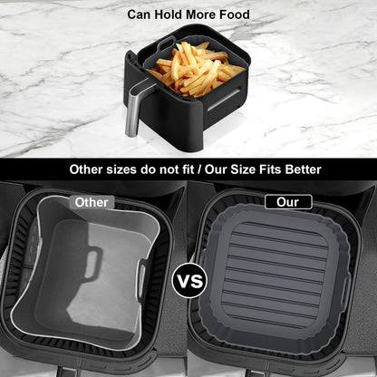 Silicone Air Fryer Liners 2 Pack, Reusable Liners Compatible for Ninja Foodi DZ201, DZ401, DZ550, COSORI, Chefman, Instant Air Fryer, and 6-in-1 8-10QT Air Fryer Baskets