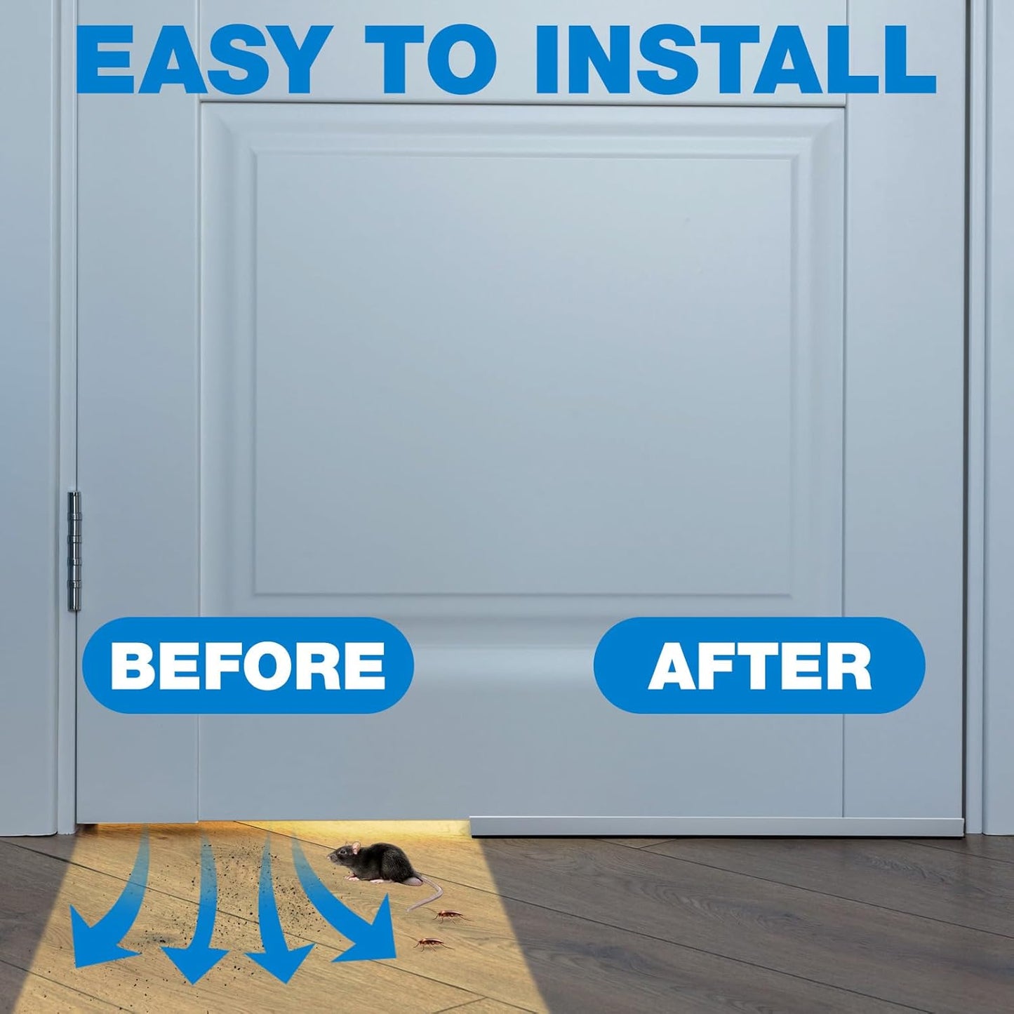 FoldTier 1 Pcs 1-3/4 x 32 Under Door Sweep for Exterior & Interior Doors Adjustable Double Bubble Draft Stopper for Door Bottom, Energy Efficient Slide to Install Blocks Dust/Insects/Noise(White)