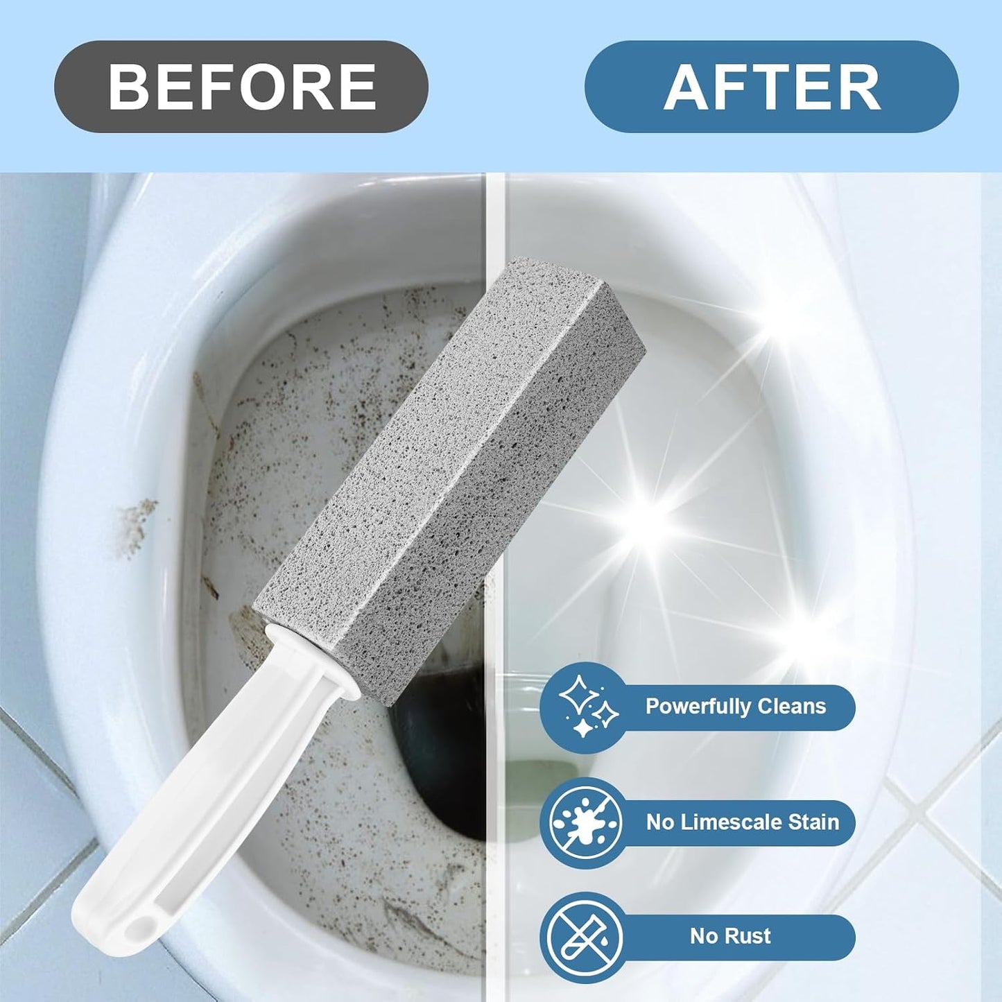 MEQHUO Toilet Pumice Stone With Handle, 5 Pack Pumice Stone Toilet Bowl Cleaner, Hard Water Toilets Ring Remover for Cleaning Toilets, Bathtubs, Stove, Grills, Swimming Pools, Sinks