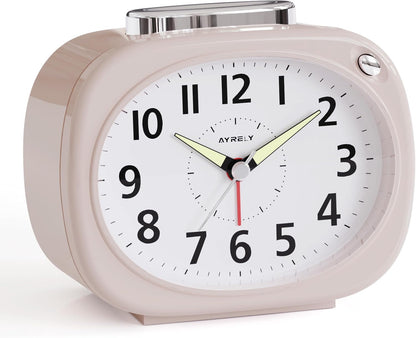 AYRELY® 4.5" Loud Analog Alarm Clock for Heavy Sleepers, 100 dB Alarm Sound | Mechanical Bell, Silent Quartz Desk Clock and Table Clock with 10-Second Night Light, Luminous Hands for Bedroom and Bedside