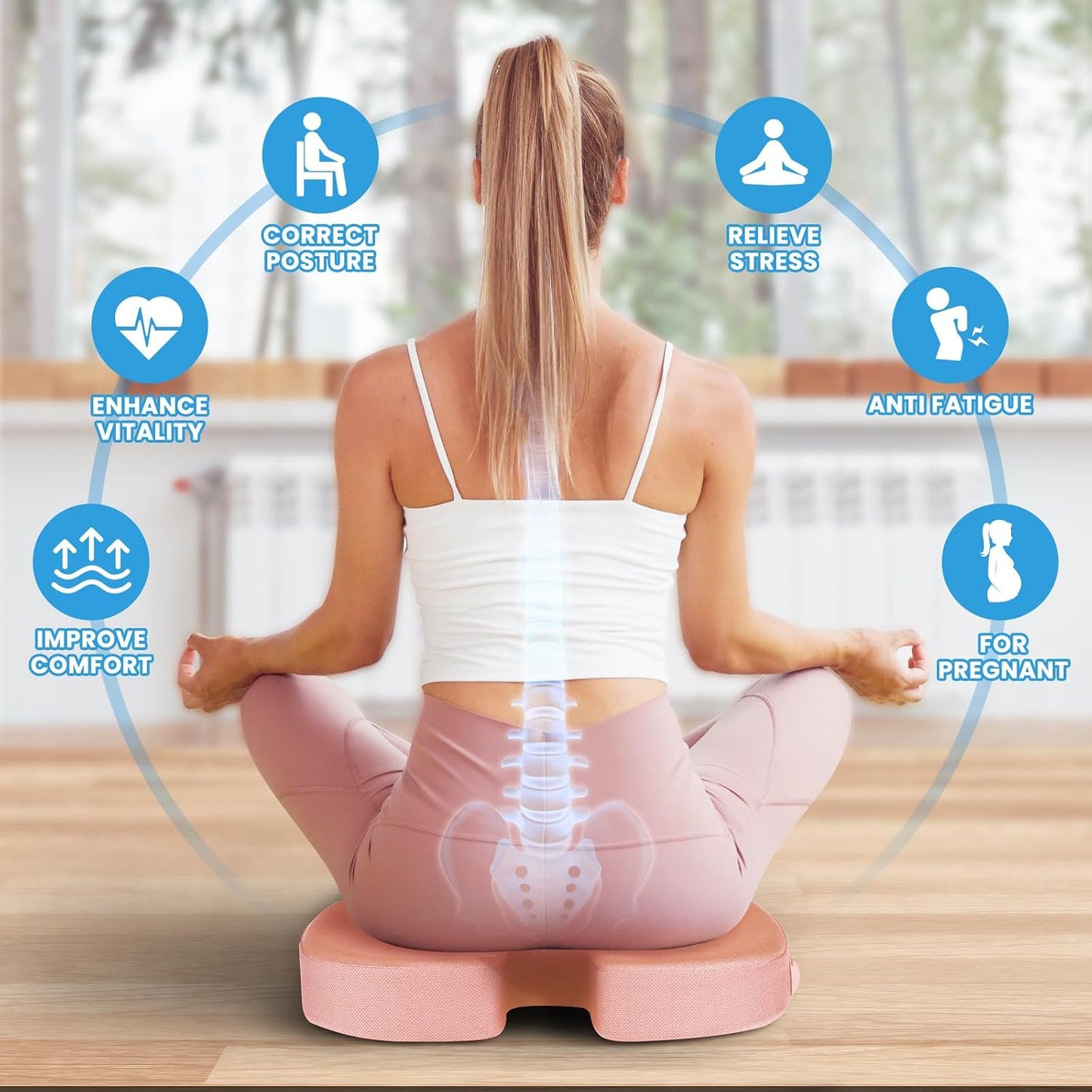 TushGuard Seat Cushion for Office Chair, Memory Foam Chair Cushion, Black | Office Chair Cushion for Car, Airplane - Chair Pad, Butt Pillow for Long Sitting Sciatica, Hip, Coccyx,Tailbone Pain Relief