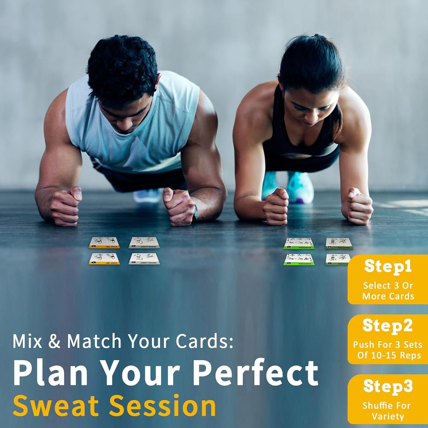 Bodyweight & Dumbbell Workout Cards - 100 Large 5"x3.5" Exercise Cards with 24 Strength Moves, Home & Gym Fitness Cards for Men & Women, Beginner Fitness Guide