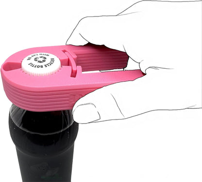 V7 Water Bottle Opener for Seniors Ergonomic Design Weak Hands Arthritis Friendly Twist Cap Remover Kitchen Gadget Handy Lightweight Utensil (Pink)
