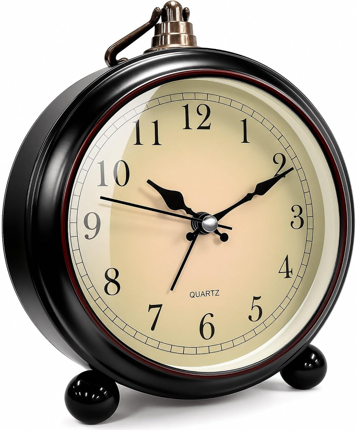 TooTa Vintage Retro Analog Alarm Clock, 4.5 inch Super Silent Non Ticking Small Clock with Night Light, Battery Operated, Simply Design, for Living Room, Bedroom, Bedside, Desk, Gift Clock (Arabic)