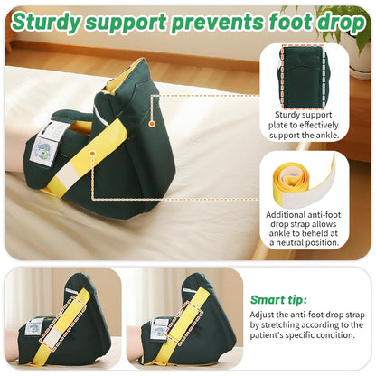 Foot Drop Heel Protector – Ankle Support for Bed Sores, Pressure Relief & Diabetic Care – Adjustable Straps, Breathable, Machine Washable (Dark green, Free Size)
