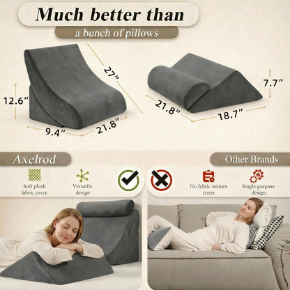 Axelrod Orthopedic Bed Wedge Pillow Set, Post Surgery Foam for Back, Neck and Leg Pain Relief Comfortable & Adjustable Ortho Pillows- Anti Snoring, Heartburn, Acid Reflux & GERD Sleeping Navy