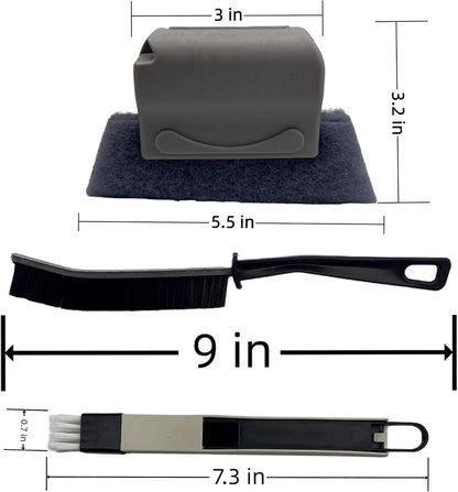 Window Track Cleaning Tool Set, 4Pcs Washable Sponge Brushes with Corner Scraper & Detachable Head, Deep Clean for Window Grooves, Sliding Doors, Tile Grout, Air Vents & Keyboard Gaps