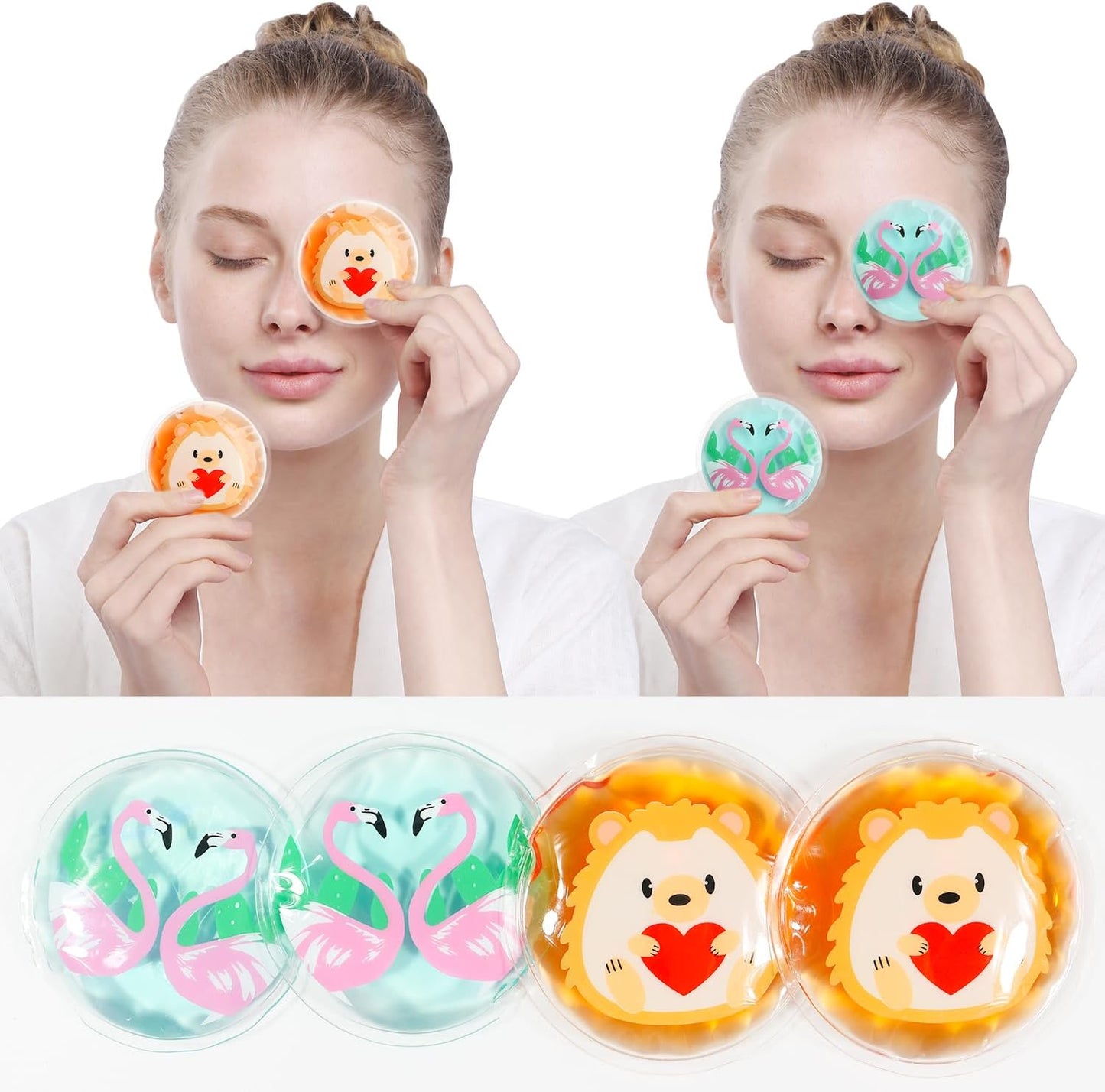4PCS Gel Eye Ice Pack Set Reusable, Cold and Hot Compress for Eyes, Ice Pack for Eyes, Cooling Eye Pads for Eye Strain, Swelling, Redness, Dark Circles, Puffy Eyes, and Eye Recovery Surgery.