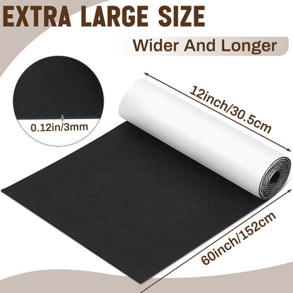 Fullhawl Large Felt Furniture Pads 8 x 60 Inch Non Slip Self Adhesive Heavy Duty Cuttable Strip Roll Felt Sheet Tape for Protecting Hardwood Floors Chair Wall, White