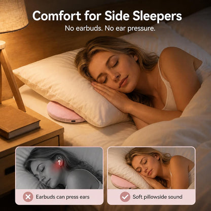 Pillow Speaker for Sleeping, Headphone-Free Mini Bluetooth Speaker Under Pillow, White Noise Sound Machine with Pink Noise, Auto-Off Timer for Side Sleeper