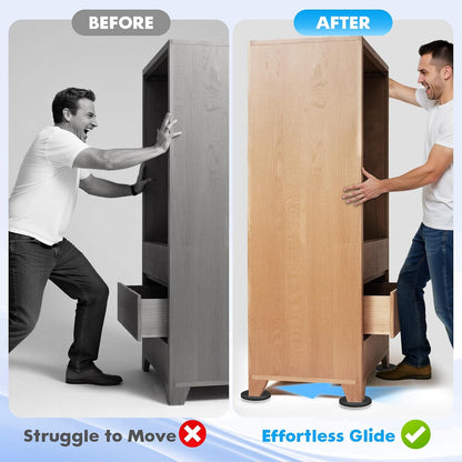 Furniture Lifter Tool + 8-Pack of 3.5" Sliders, Save 80% Effort, Safely and Easily, The Lift and Glide Tool Set for Heavy Furniture and Appliances, Reusable Moving Pads, Floor Protectors for Carpet