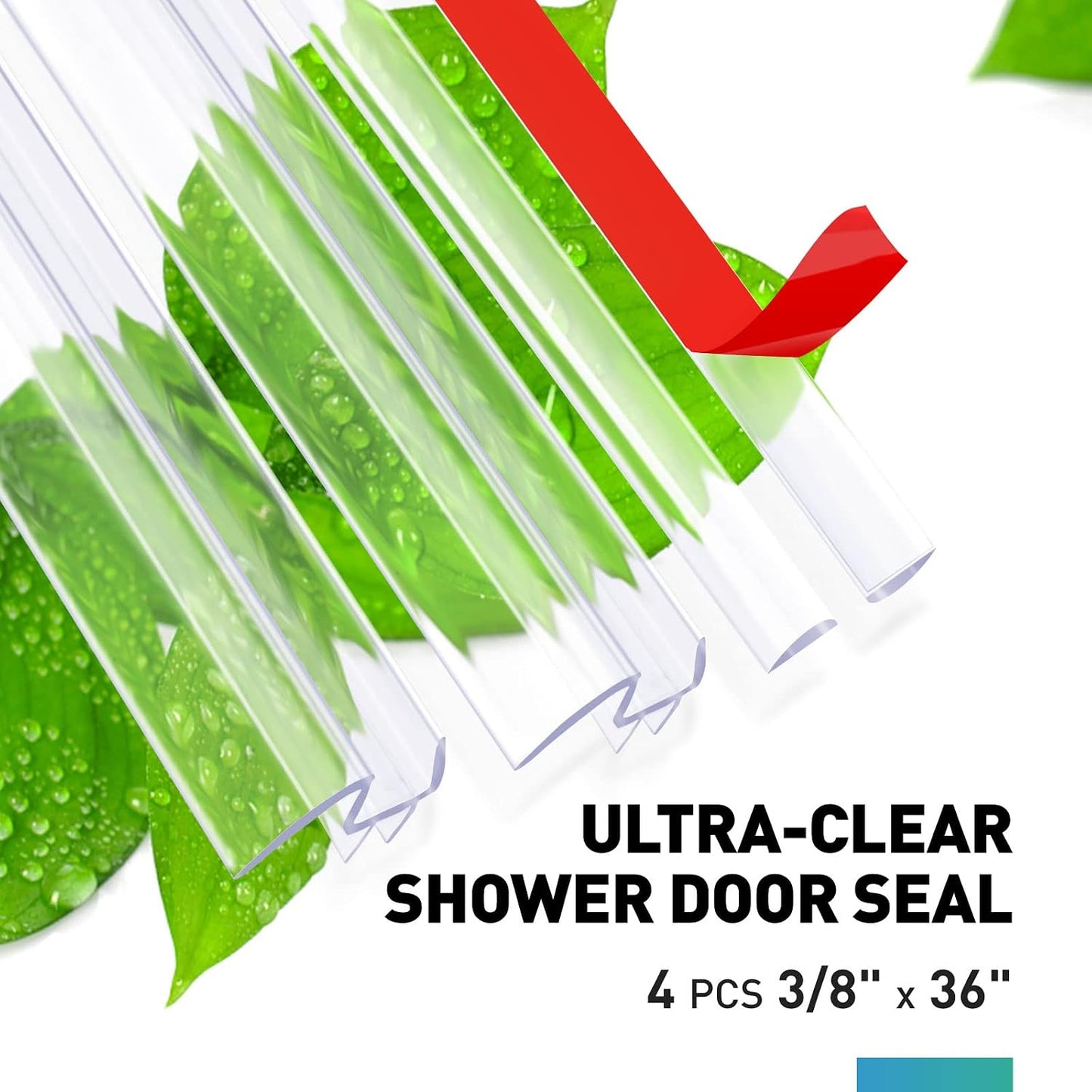 Shower Door Bottom Seal,2 PCS 3/8" x 36" | Shower Door Sweep for 3/8 Inch Glass, Frameless Glass Shower Door Seal Strip, Stop Shower Leaks and Create a Water Barrier